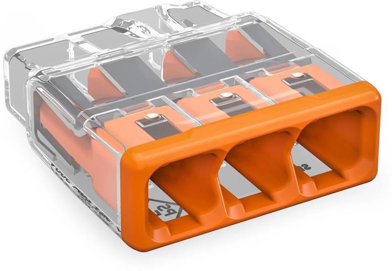 Бърза връзка Wago 3х0,75-4 mm2 (100бр.) оранжева за твърд проводник