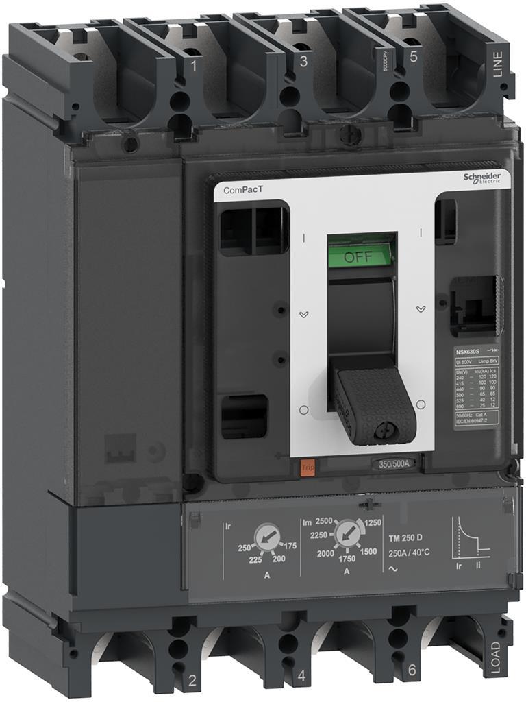 Автомат NSX630DC PV 4P 500А 10kA 1000V= регулируем (In x 0.7...1) SE