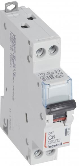 Автоматичен прекъсвач DX3 1P+N 6A крива С 6kA Legrand