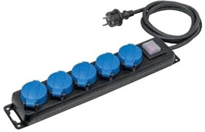 Разклонител 5 гнезда с капак 1.5м H07RN-F 3G2.5мм2 гумиран  с ключ IP44 AS Schwabe