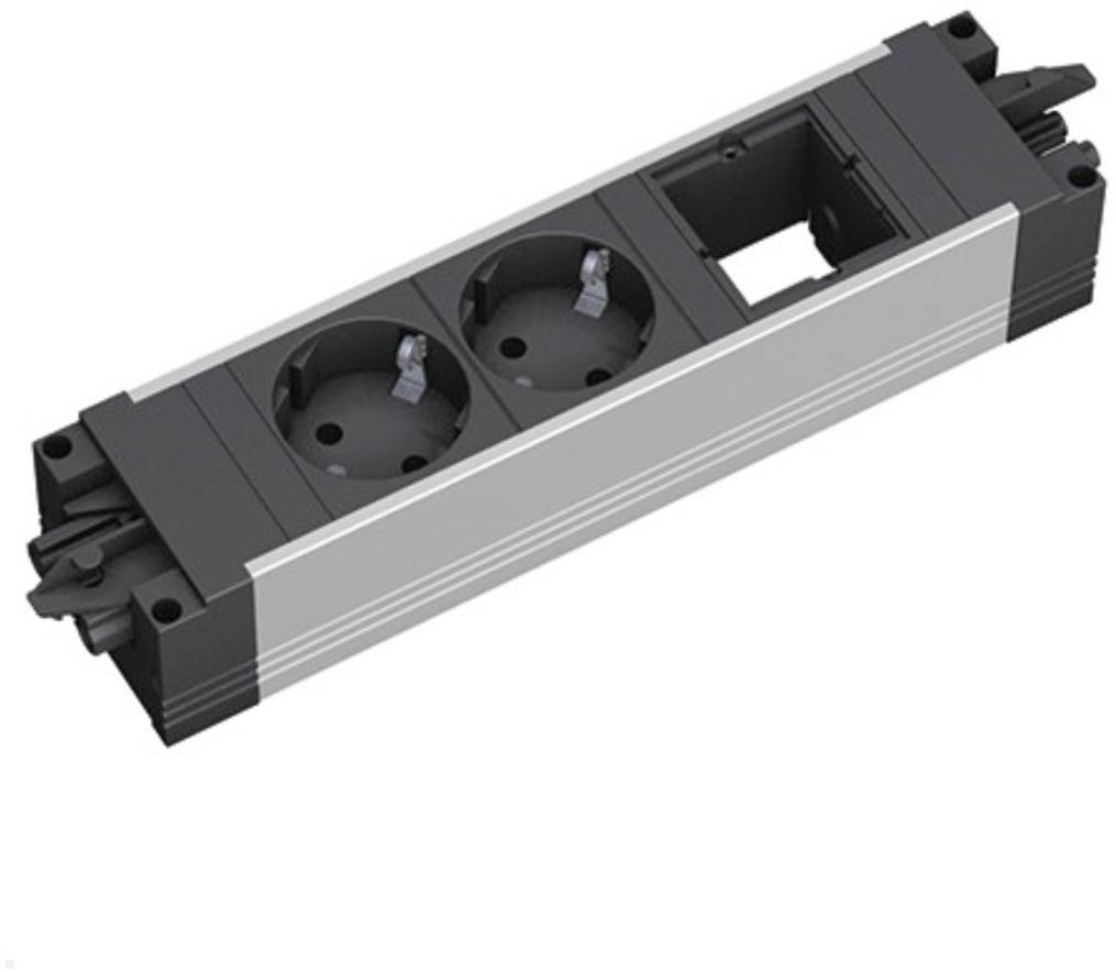 Модул STEP с 2х Шуко и 1х празен модул, цвят Черен, Bachmann