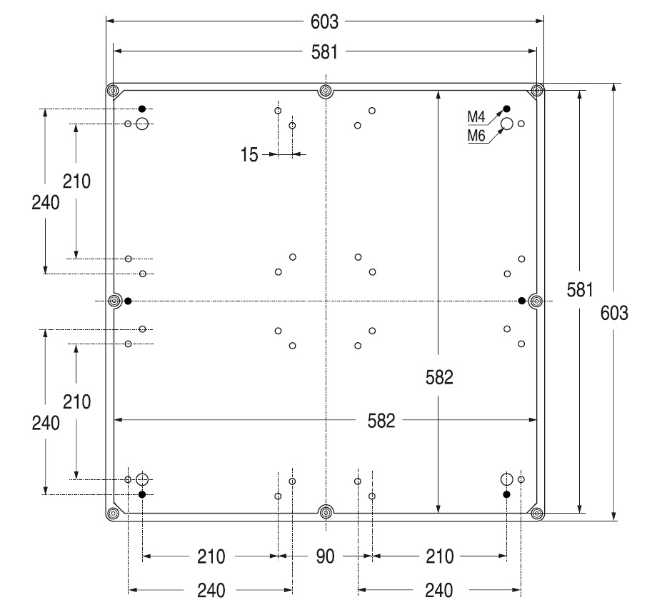 Полиестерна кутия 603x603x175мм IP67, UV, плътни стени, затваряне с винт, APO 12 ABB