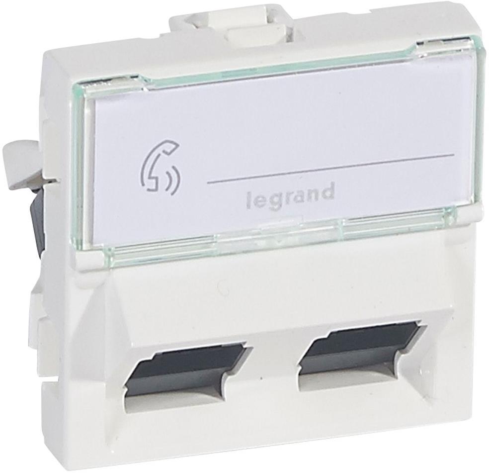Розетка 2хRJ45 UTP cat.6 2 мод. 45° излаз цвят бял Mosaic Legrand