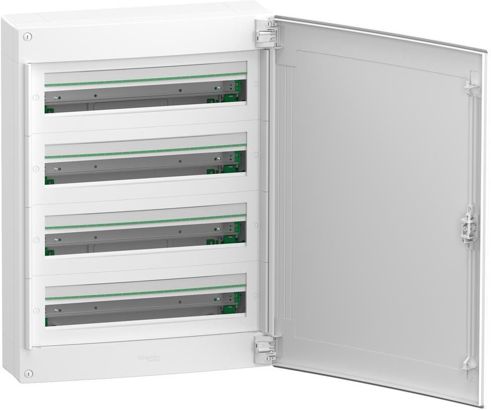 Табло за открит монтаж PrismaSet XS 96 модула (4х24) мод. с бяла плътна врата и Н и РЕ клеми SE