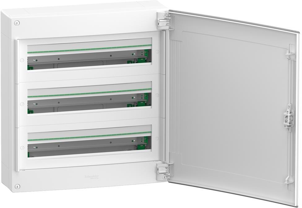 Табло за открит монтаж PrismaSet XS 72 модула (3х24) мод. с бяла плътна врата и Н и РЕ клеми SE