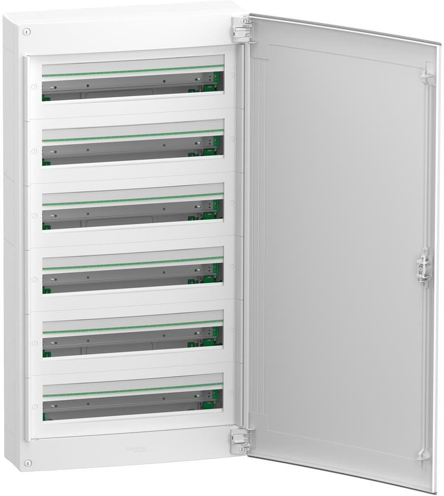 Табло за открит монтаж PrismaSet XS 144 модула (6х24) мод. с бяла плътна врата и Н и РЕ клеми SE