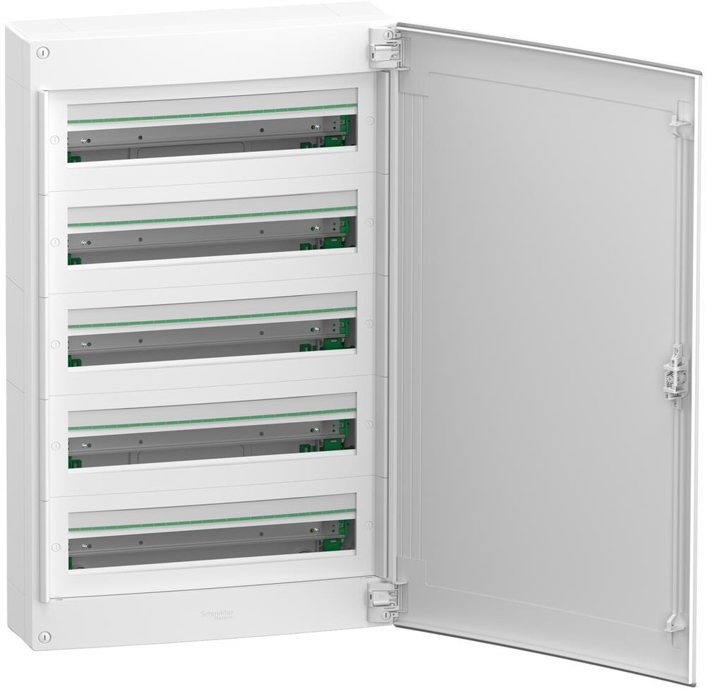 Табло за открит монтаж PrismaSet XS 120 модула (5х24) мод. с бяла плътна врата и Н и РЕ клеми SE