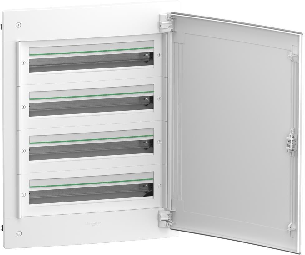 Табло за скрит монтаж PrismaSet XS 96 модула (4х24) мод. с бяла плътна врата и Н и РЕ клеми SE