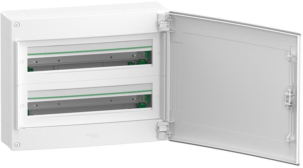 Табло за открит монтаж PrismaSet XS 48 модула (2х24) мод. с бяла плътна врата и Н и РЕ клеми SE