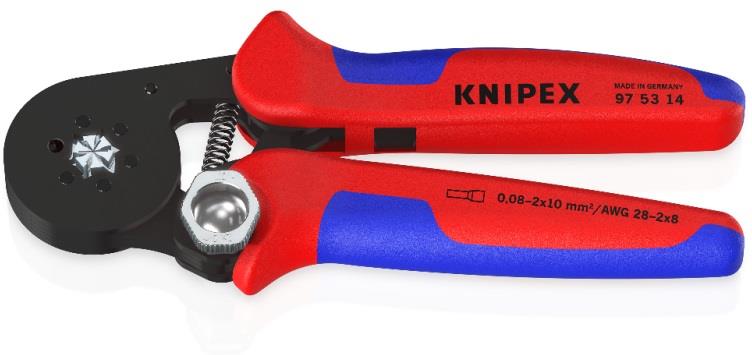 Клещи автоматични за кримпване на кабелни накрайници 0.08-10мм2 шестостен, ръкохватка 180мм, с пружина, Knipex