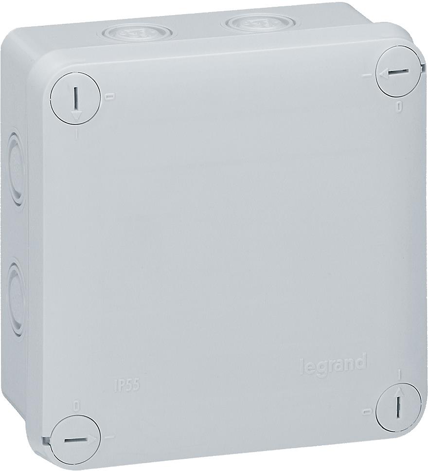 Разклонителна кутия открит монтаж 105x105x55мм гладка IP55 цвят Сив Plexo Legrand