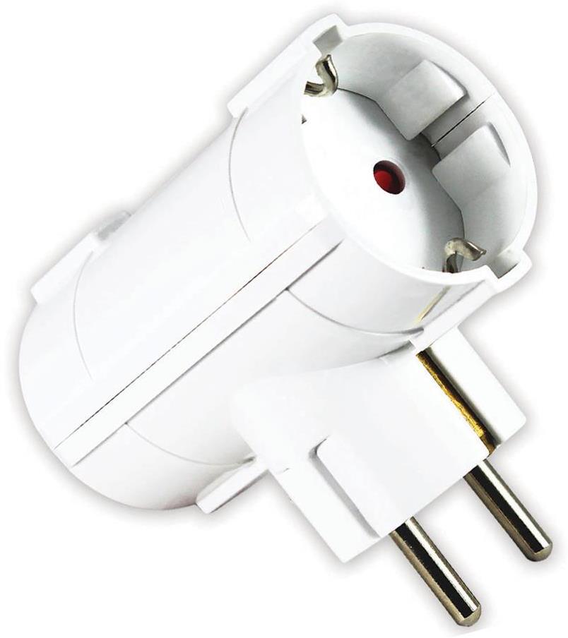 Адаптер за контакт 2х Шуко Т-образен бял Commel