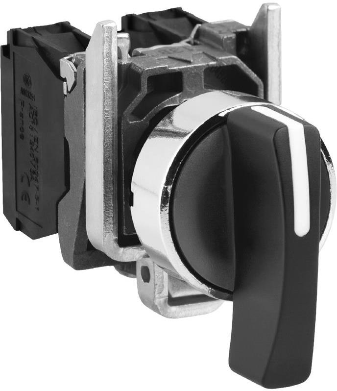 Превключвател черен 1-0-2 с възврат, голяма ръкохватка, 2NO Ø22mm XB4 SE