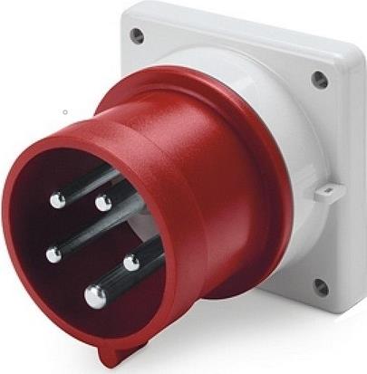 Промишлен щепсел 3P+N+Е 32A 380V IP54, 6h серия Optima панелен монтаж 75x75мм Scame