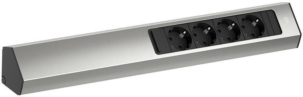 Модул CASIA 2 с 4x Шуко с щора, цвят ИНОКС, с възможност за ъглов монтаж, захранващ кабел 2м, Bachmann