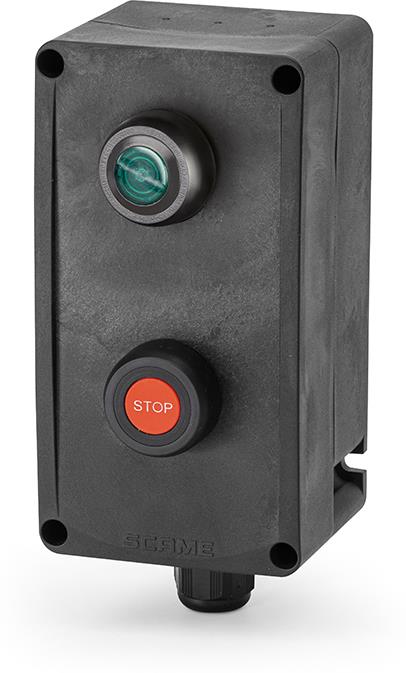 Взривозащитен пуск светещ/стоп 1xM25 Ex 2GD Зона 1/2/21/22 IP66 1NO+2NC Scame