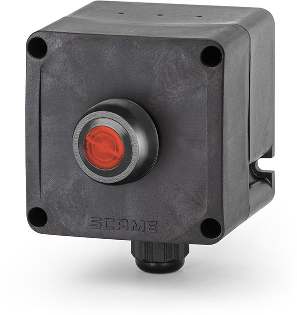 Взривозащитен бутон червен светещ 1xM20 Ex 2GD Зона 1/2/21/22 IP66 1NO Scame