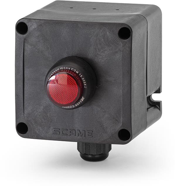 Взривозащитена LED лампа червена 12...250Vac/dc 1xM20 Ex 2GD Зона 1/2/21/22 IP66 Scame