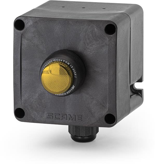 Взривозащитена LED лампа жълта 12...250Vac/dc 1xM20 Ex 2GD Зона 1/2/21/22 IP66 Scame