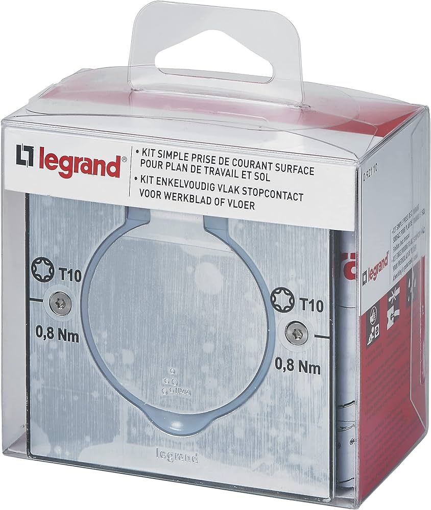 Комплект метална основа Alu квадратна IP44/IK08 с контакт френски стандарт и монтажна конзола Legrand