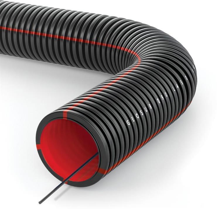Гофрирана тръба вън. ф160мм вътр. Ф138.4мм 450N клас L450 цвят Черен с корда HDPE UV GEOSUB 25м Kouvidis