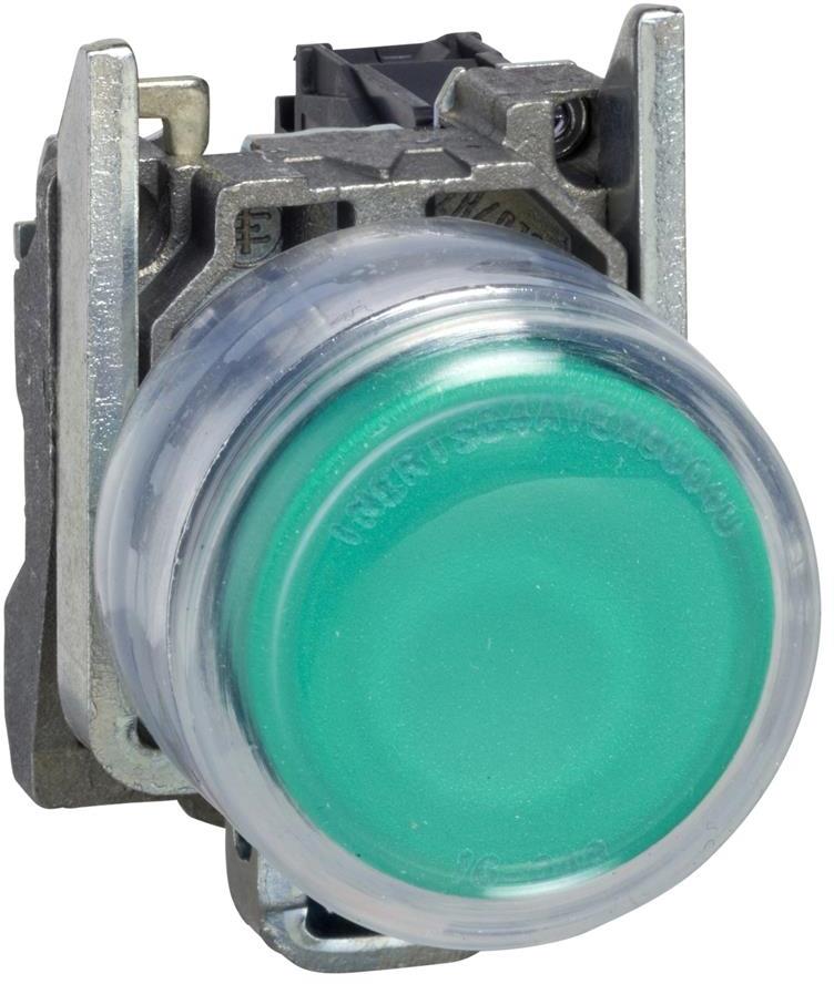 Бутон сглобен зелен 1NO светещ 230...240Vac Ø22mm ATEX XB4 SE
