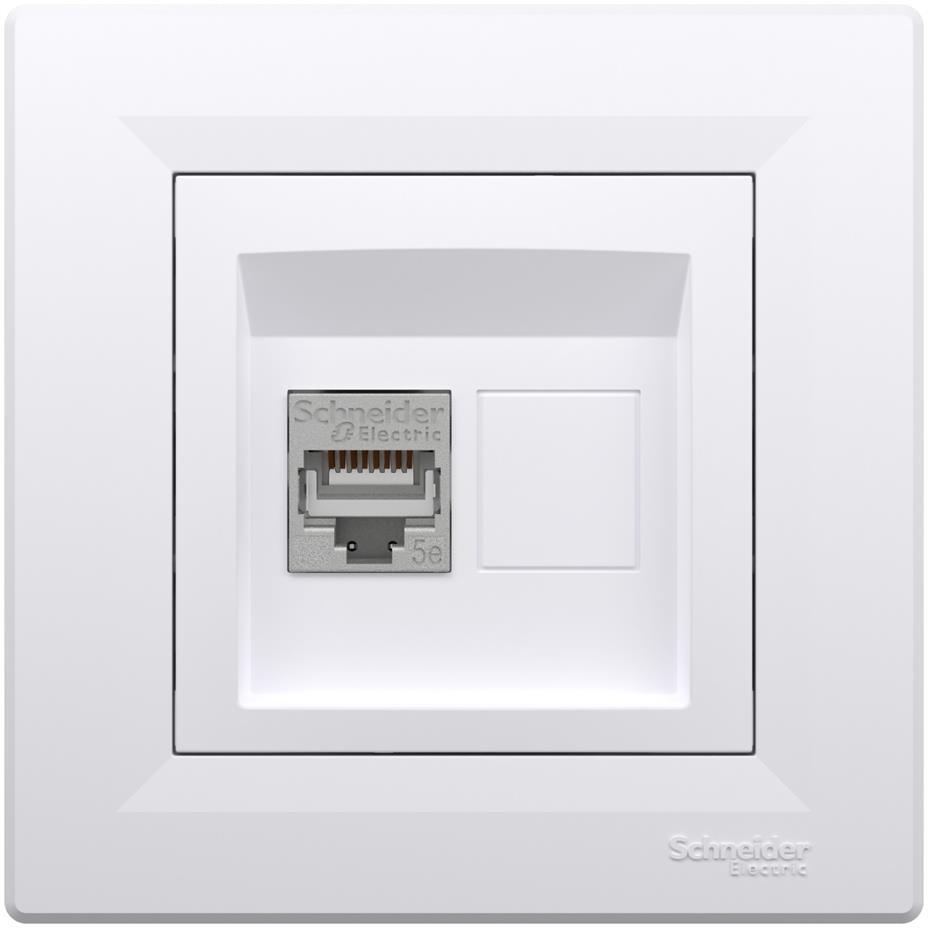 Розетка 1xRJ45 STP cat.5e моноблок цвят Бял Asfora SE