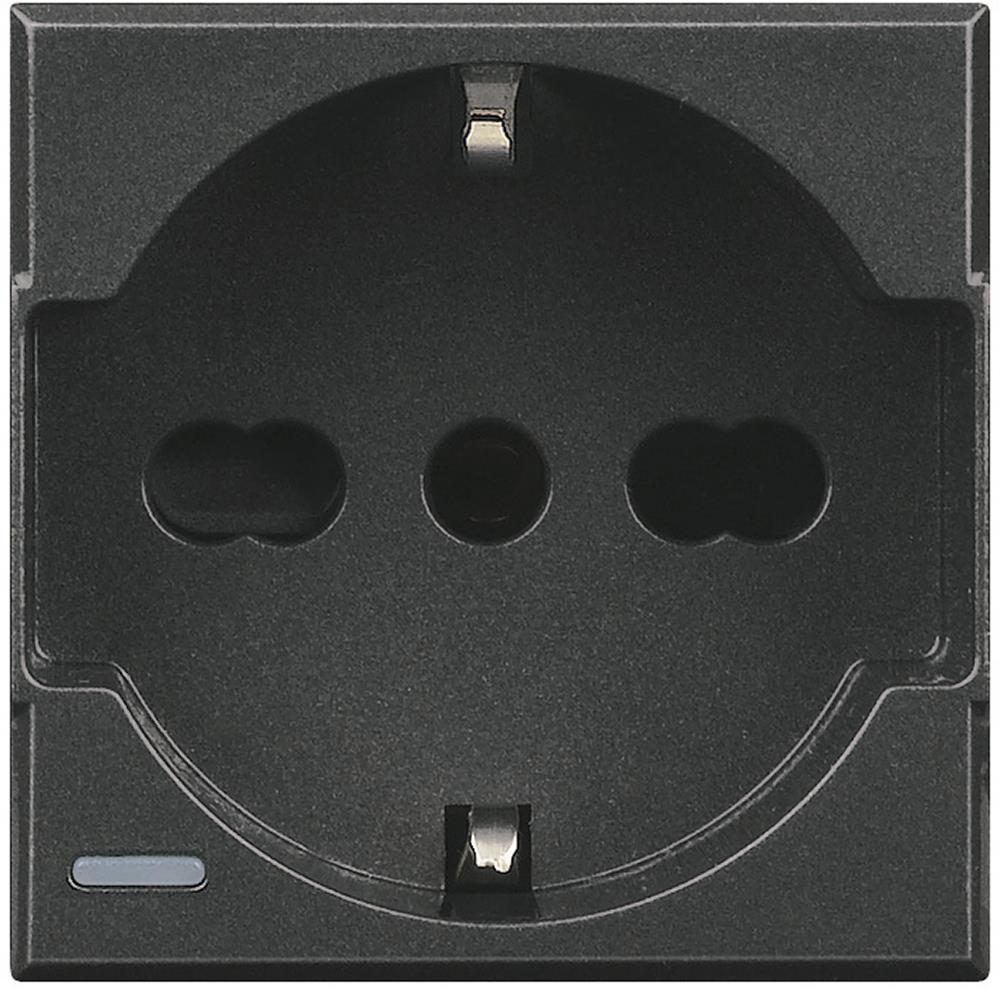 Контакт ШУКО/ИТАЛИАНСКИ 2P+E 2 мод. 16A цвят Антрацит Axolute Bticino