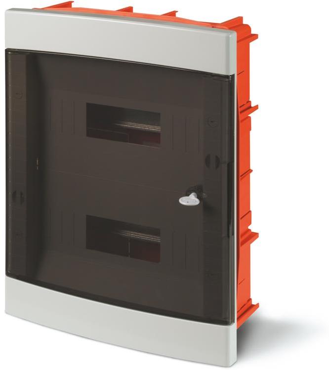 Табло за скрит монтаж 2х12мод., прозрачна врата и Н и РЕ клеми, серия Domino IP40 Scame