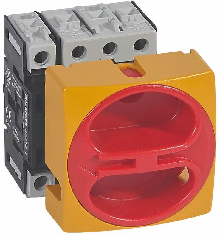 Пакетен превключвател 0-1 4P 25A DIN монтаж, червена ръкохватка, Legrand