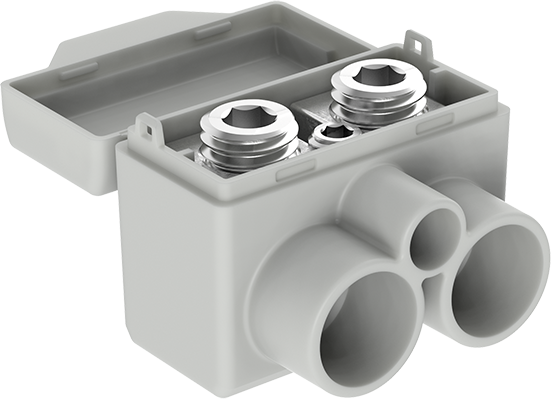 Клема изолирана СИВА SLT50-2-1 Al 2x 16-50 / Cu 2x 2.5-35 + 1x 1.5-6 mm² 145/135A 1000V MOREK