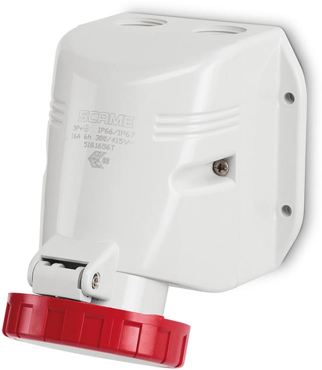 Промишлен контакт 3P+Е 16A 6h IP66 серия Optima Top M25 открит монтаж Scame