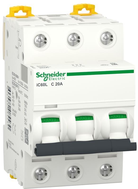 Автоматичен прекъсвач Acti 9 iC60L 3P 20A крива C 15kA SE