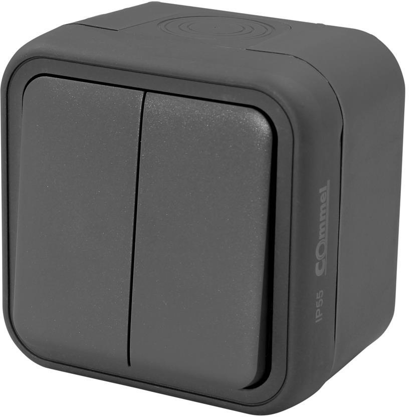 Сериен ключ за открит монтаж IP55 цвят Антрацит Bura Commel