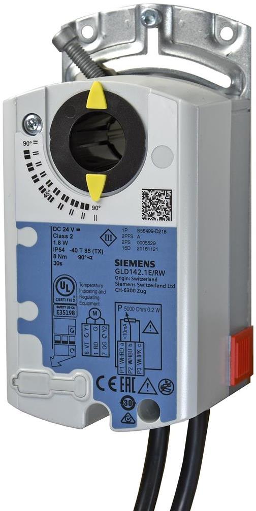 Електромоторен въртящ се задвижващ механизъм за сферични кранове, непружинен, DC 24V, 5Nm, 90s Siemens