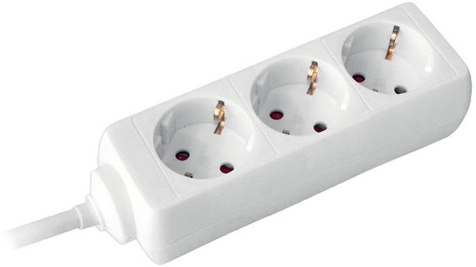 Разклонител БЯЛ 3x2P+E с кабел 5 метра / 1.5mm2 Commel