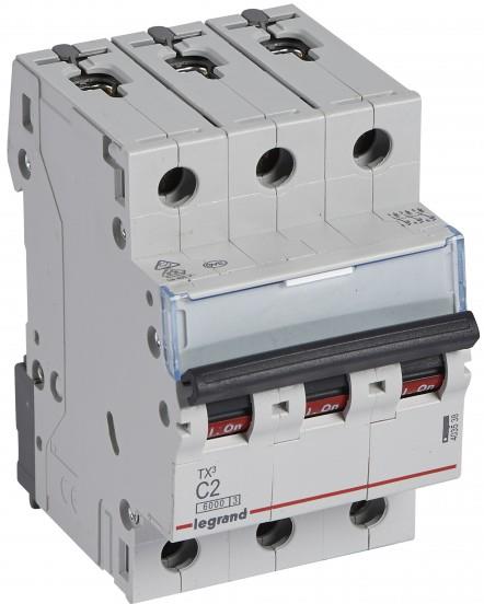 Автоматичен прекъсвач TX3 3P 2A крива С 6kA Legrand