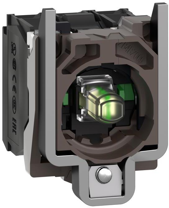 Осветителен блок LED зелен с основа 1NO+1NC 24Vac/dc SE