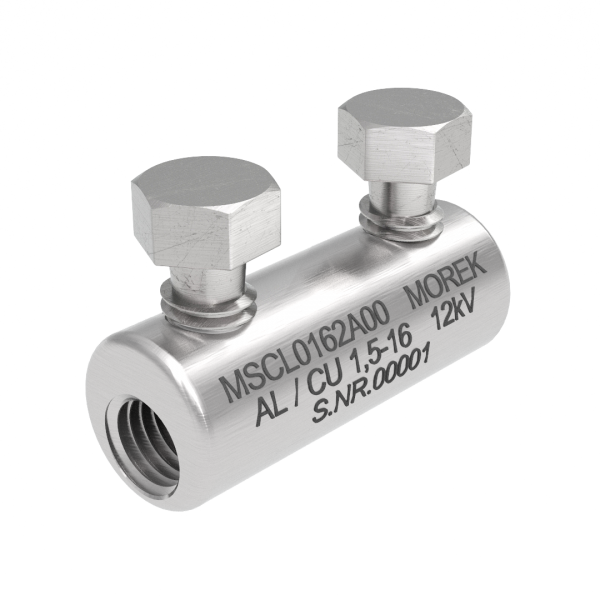 Кабелен съединител алуминиев покалаен Al/Cu 1,5-16mm² 12kV MSCL16 2x късащ се болт M6 MOREK