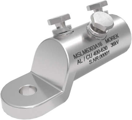 Кабелна обувка алуминиева покалаена Al/Cu 400-630mm² 36kV MSLM630 3x късащ се болт M16 MOREK