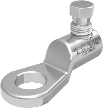 Кабелна обувка алуминиева покалаена Al/Cu 6-35mm² 12kV MSLL35 1x късащ се болт M12 MOREK