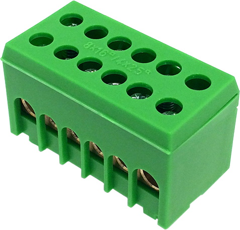 Клема изолирана ЗЕЛЕНА PE6H-2 1P 4x25mm² + 8x16mm² IP20 63A 500V MOREK