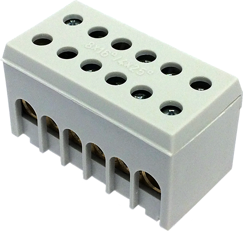 Клема изолирана СИВА A6H-2 1P 4x25mm² + 8x16mm² IP20 63A 500V MOREK