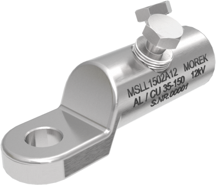 Кабелна обувка алуминиева покалаена Al/Cu 35-150mm² 12kV MSLL150 2x късащ се болт M12 MOREK
