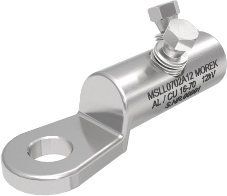 Кабелна обувка алуминиева покалаена Al/Cu 16-70mm² 12kV MSLL70 2x късащ се болт M12 MOREK