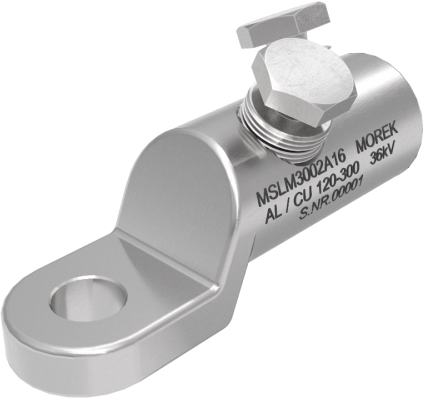 Кабелна обувка алуминиева покалаена Al/Cu 120-300mm² 36kV MSLM300 2x късащ се болт M16 MOREK