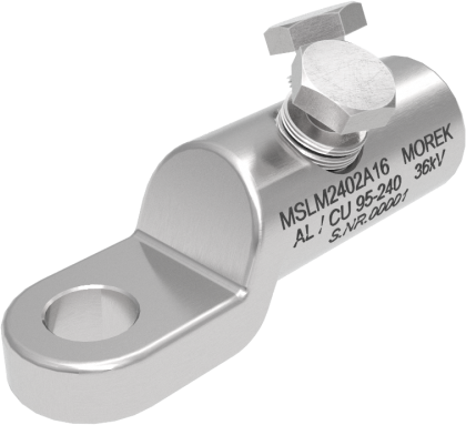 Кабелна обувка алуминиева покалаена Al/Cu 95-240mm² 36kV MSLM240 2x късащ се болт M16 MOREK