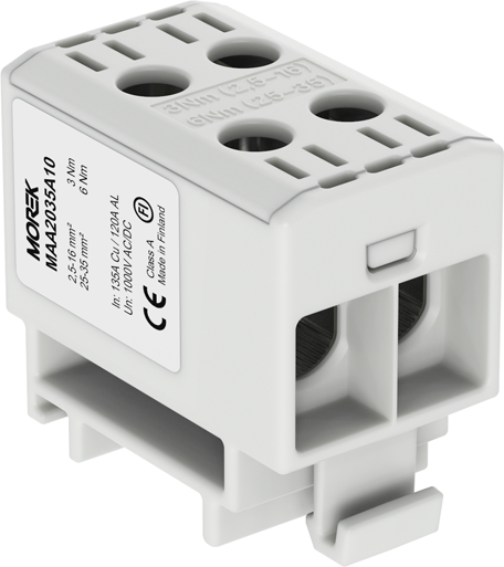 Тунелна клема СИВА 1P 135A с 4 отвора OTL35-2 2xAl/Cu 2,5-35mm² 1000V MOREK