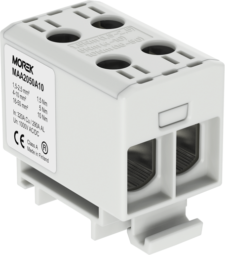 Тунелна клема СИВА 1P 160A с 4 отвора OTL50-2 2xAl/Cu 1,5-50mm² 1000V MOREK