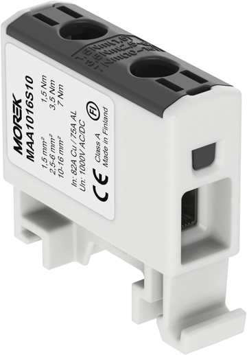 Тунелна клема ЧЕРНА 1P 82A с 2 отвора OTL16 1xAl/Cu 1,5-16mm² 1000V MOREK